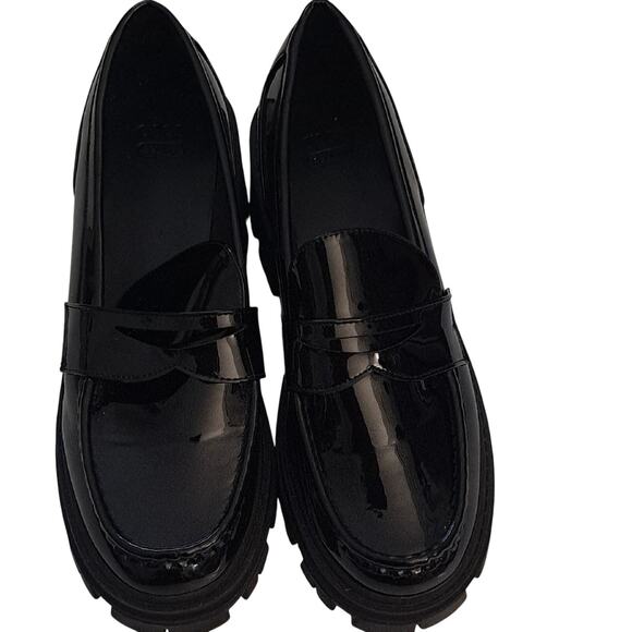 ASOS Black Platform Loafers Sz 10  Chunky sole - Picture 2 of 9